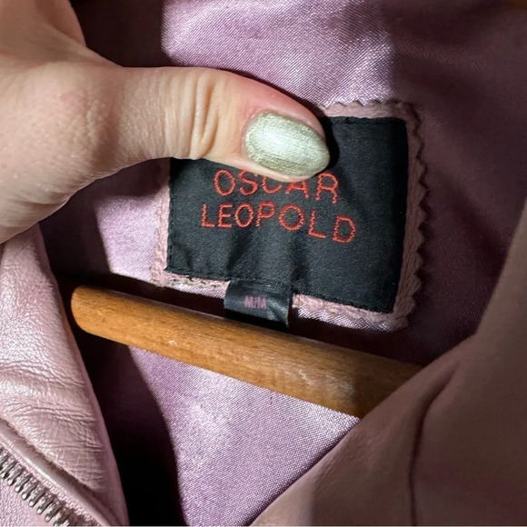 Oscar leopold genuine lambskin leather pastel  pink jacket M - Picture 8 of 12